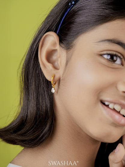 Dew Drop Diamond Loop 18K Gold Plated Kid's earrings