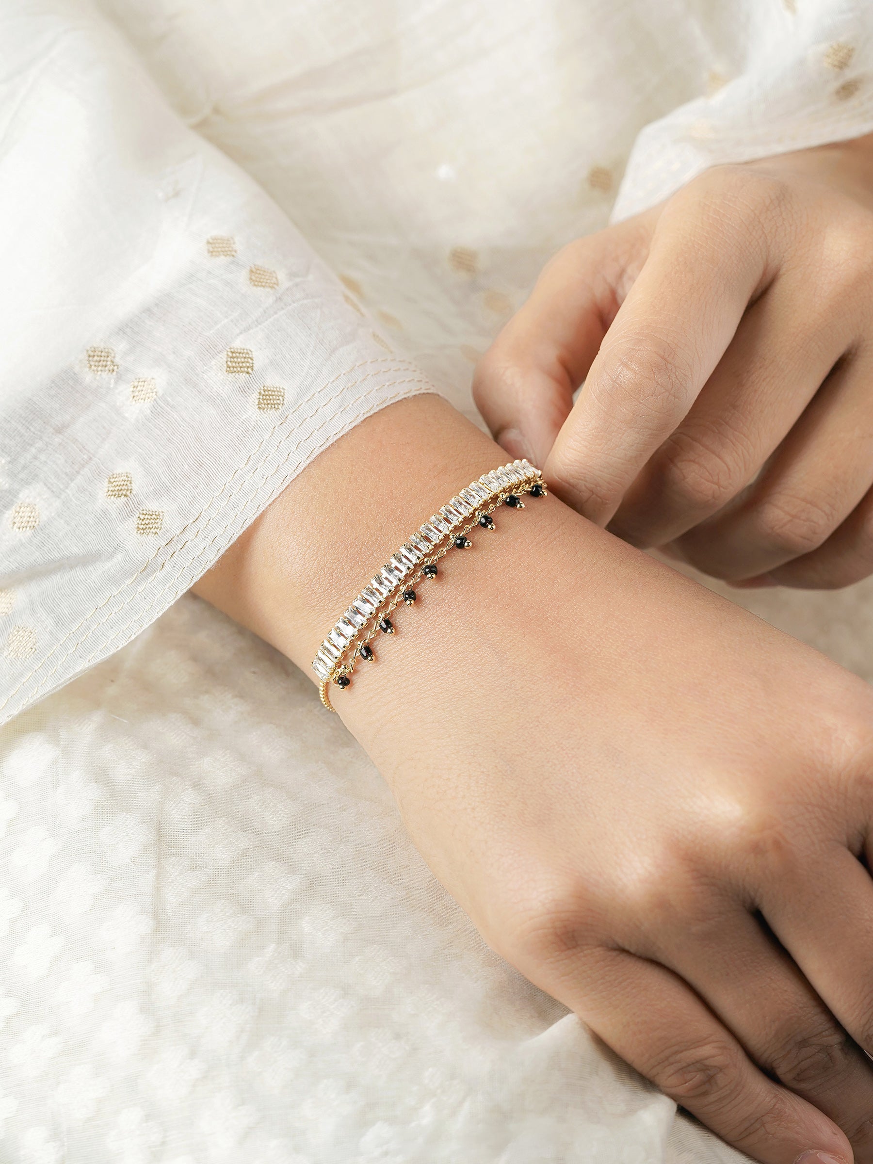 Dia 18K Gold Plated Mangalsutra Bracelet
