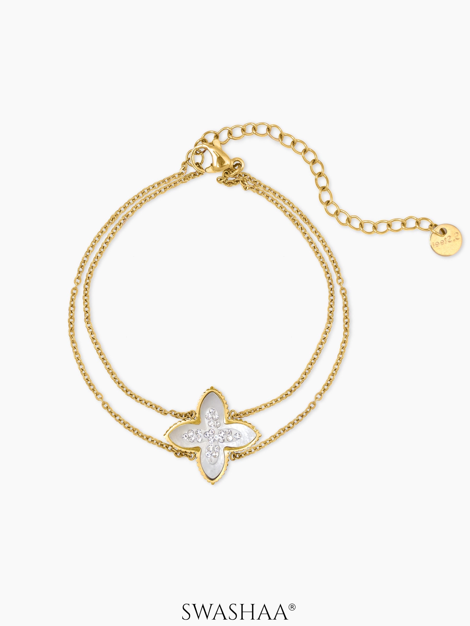 Diamond Clover Bracelet 18K Gold Plated