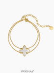 Diamond Clover Rakhi 18K Gold Plated