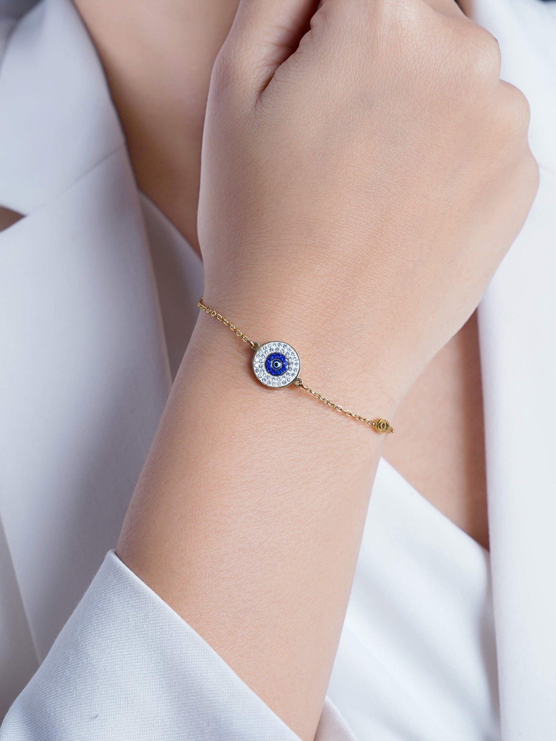 Diamond Evil Eye 18K Gold Plated Bracelet
