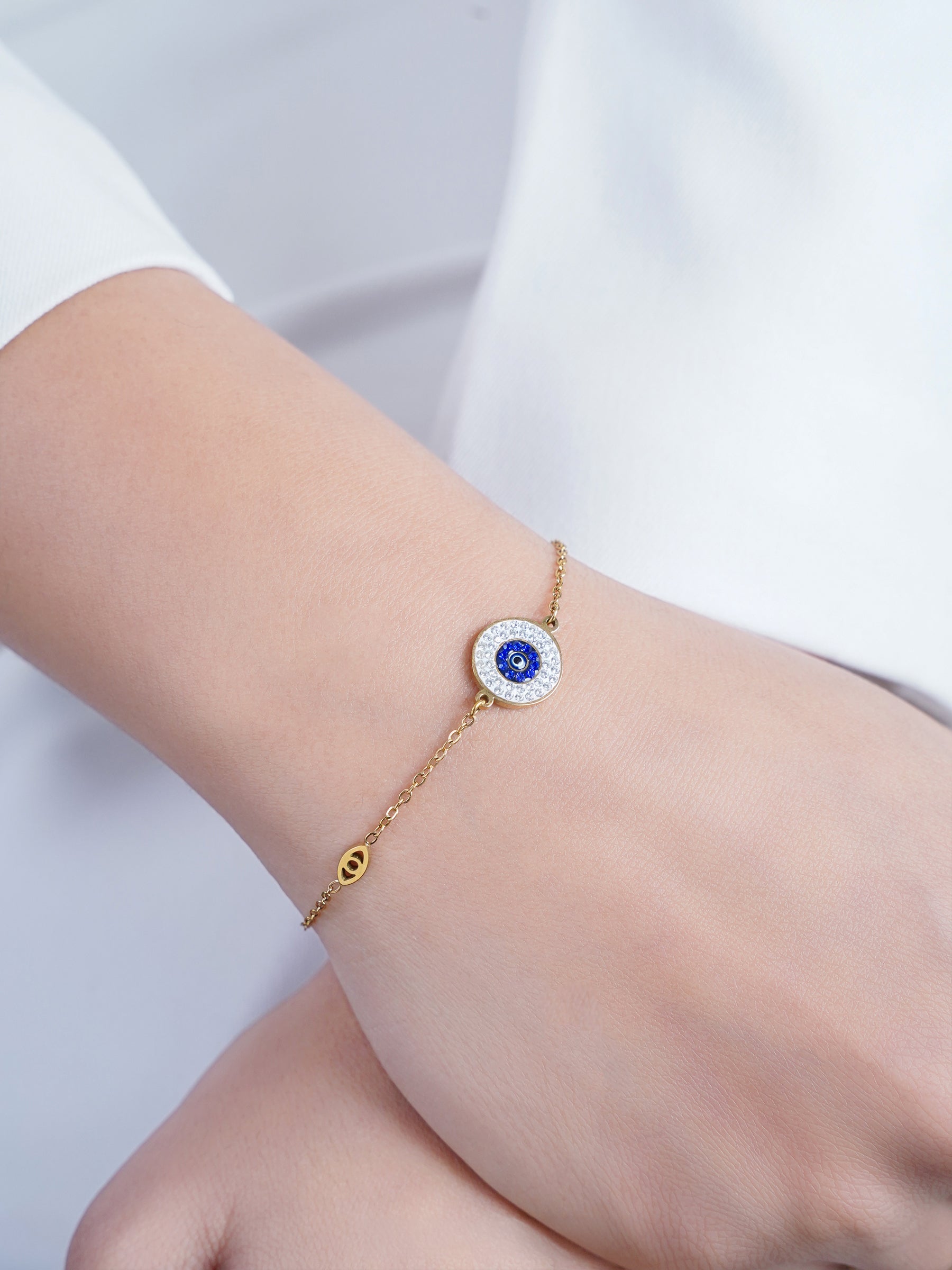 Diamond Evil Eye 18K Gold Plated Bracelet
