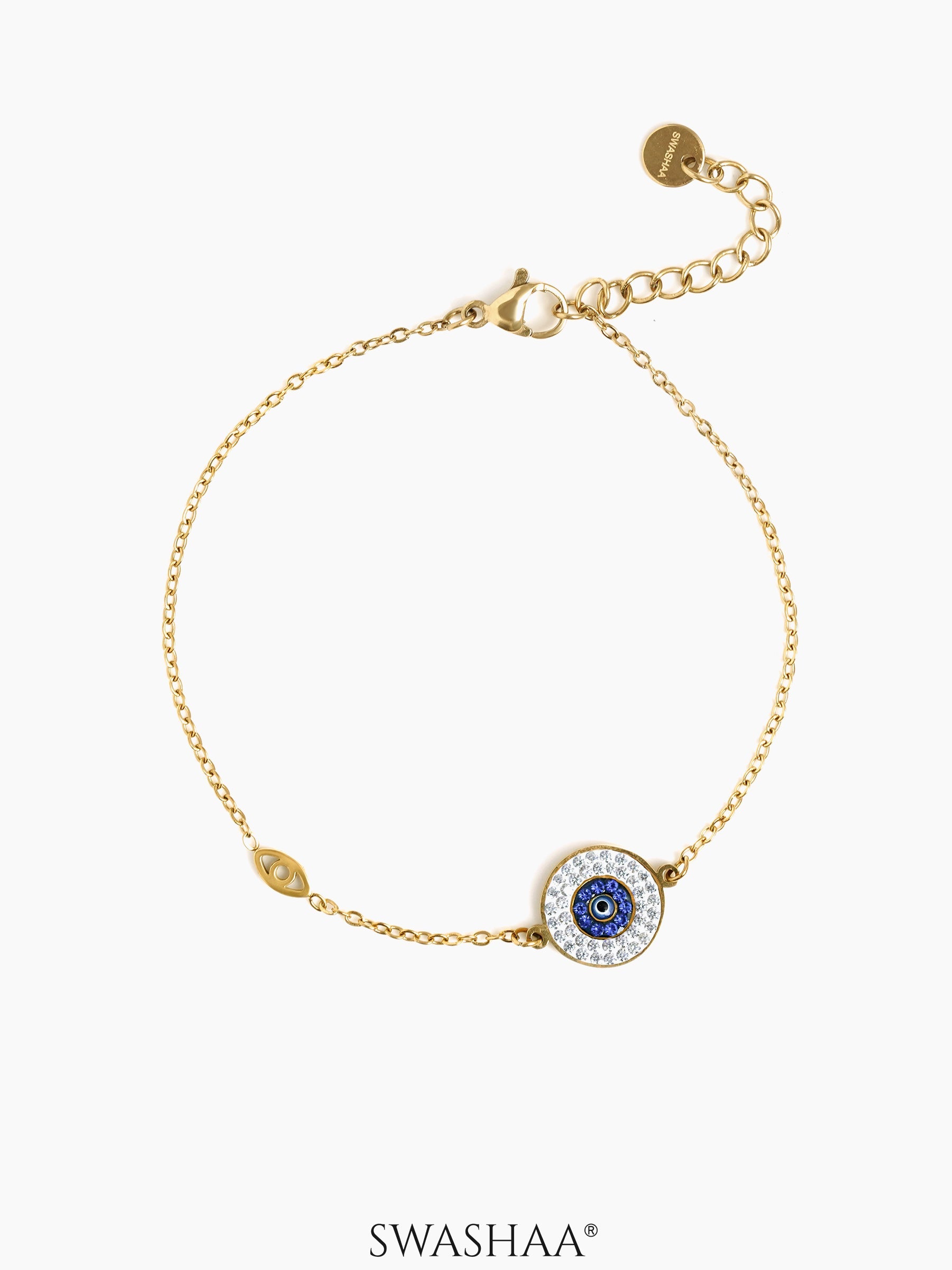 Diamond Evil Eye Bracelet 18K Gold Plated