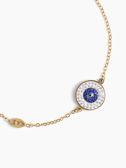 Diamond Evil Eye 18K Gold Plated Bracelet