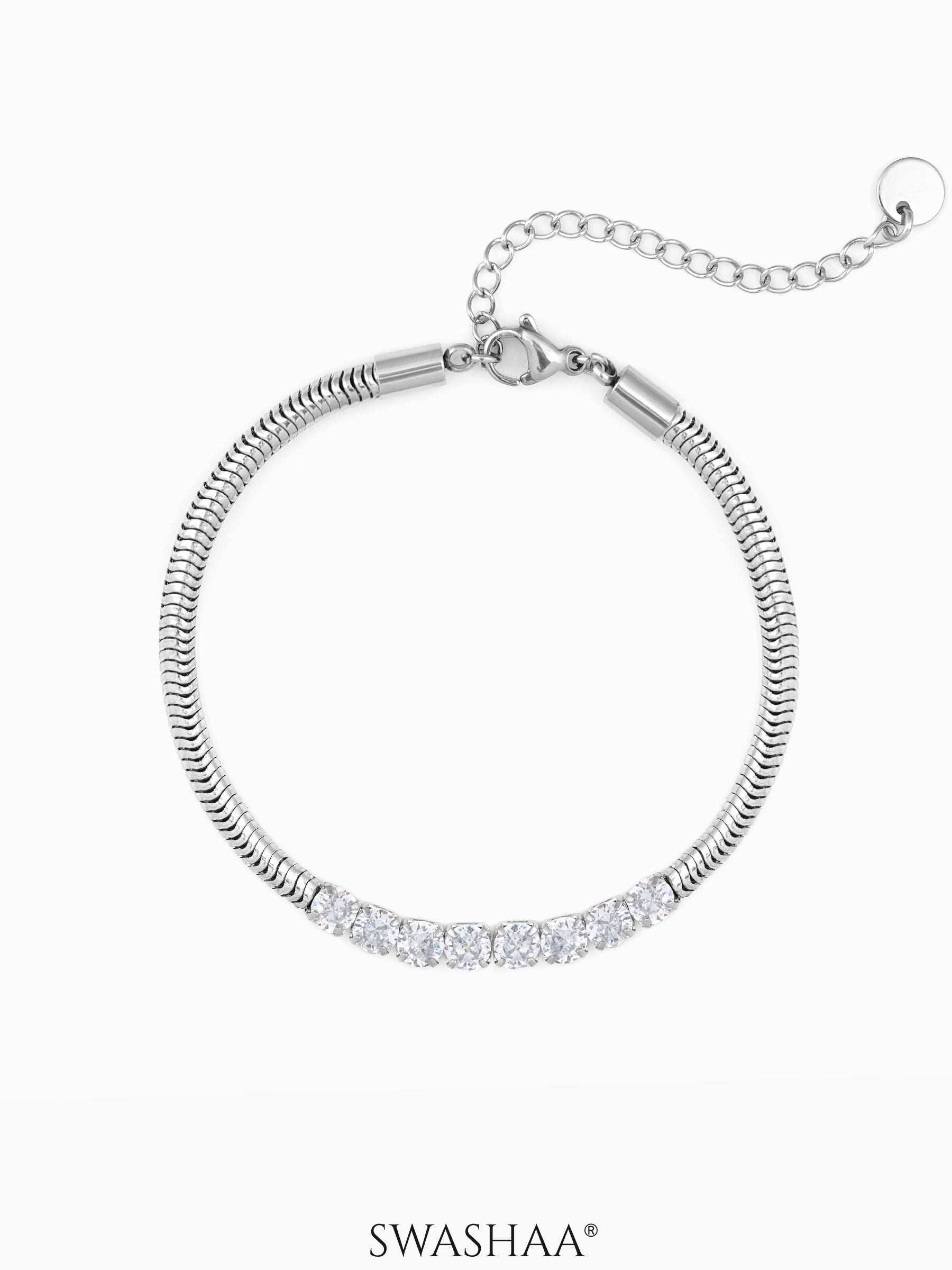 Diamond Round Rope Chain Men's Bracelet Silver