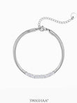 Diamond Round Rope Chain Women's Bracelet Silver