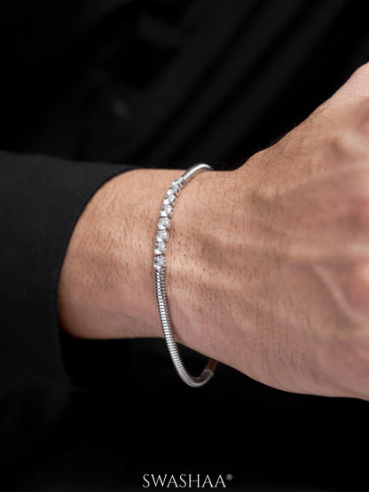 Diamond Round Snake Chain Men's Bracelet