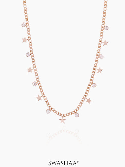 Diamond Star Rosegold Plated Necklace Rosegold