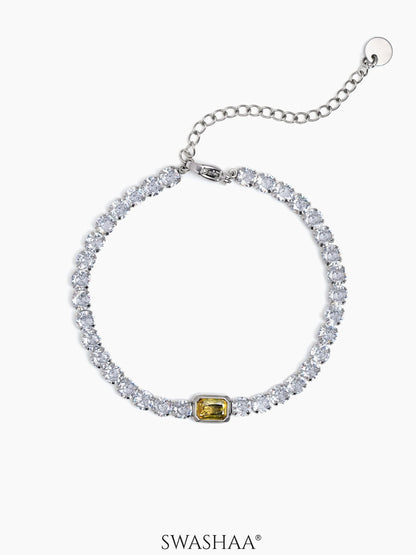 Diamond Tennis Men's Bracelet Yellow-Silver