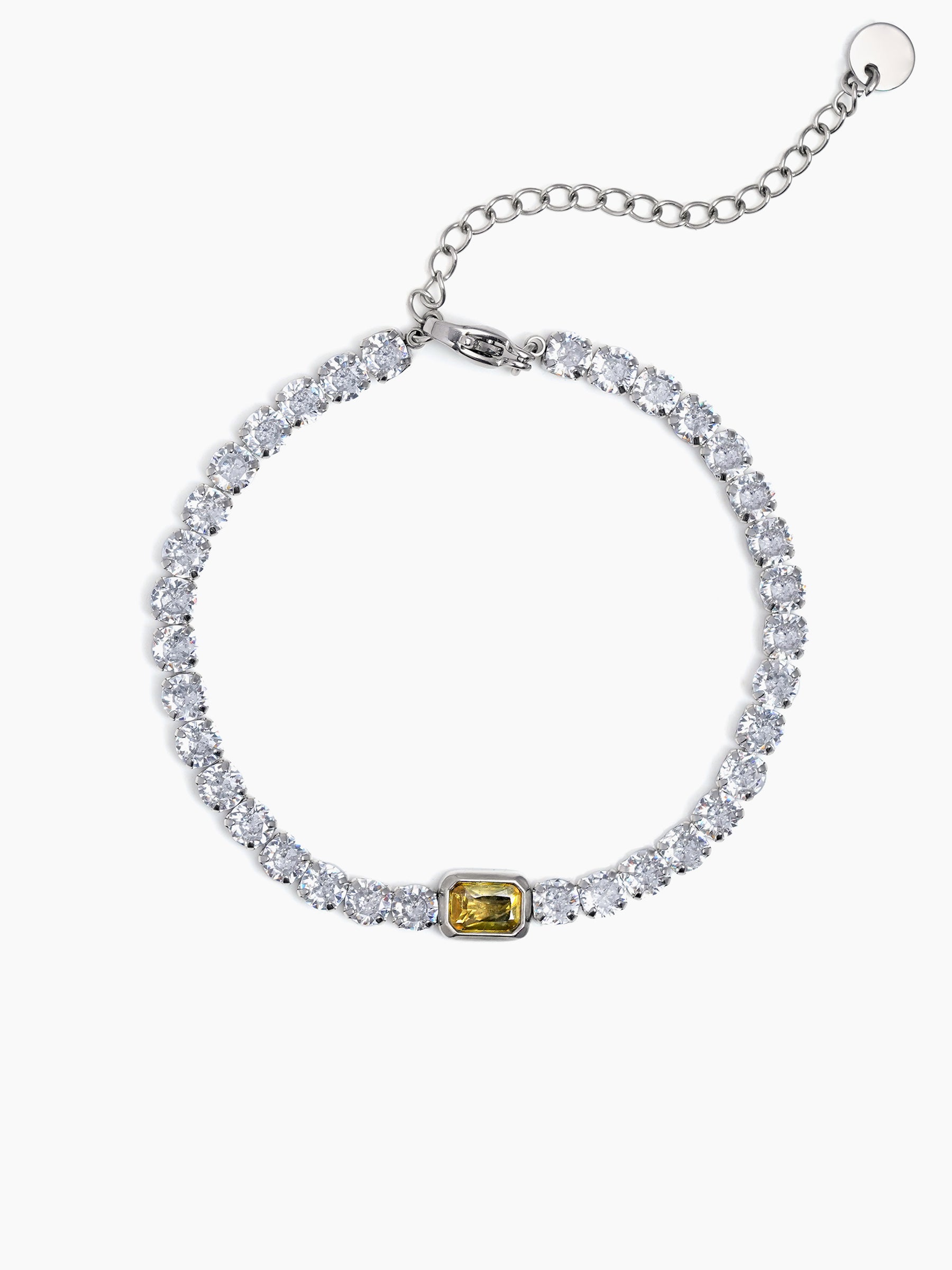 Diamond Tennis Yellow - Silver Rakhi