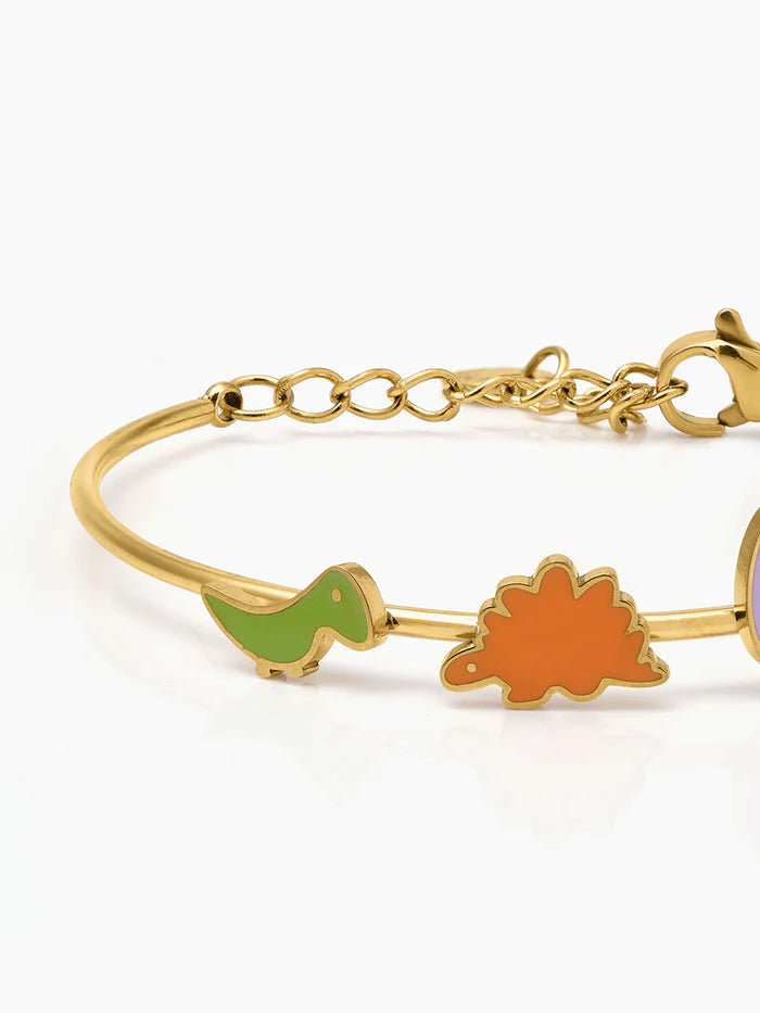 Dino Friends 18K Gold Plated Kid's Kada Bracelet