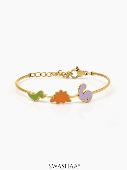Dino Friends 18K Gold Plated Kid's Kada Bracelet Gold