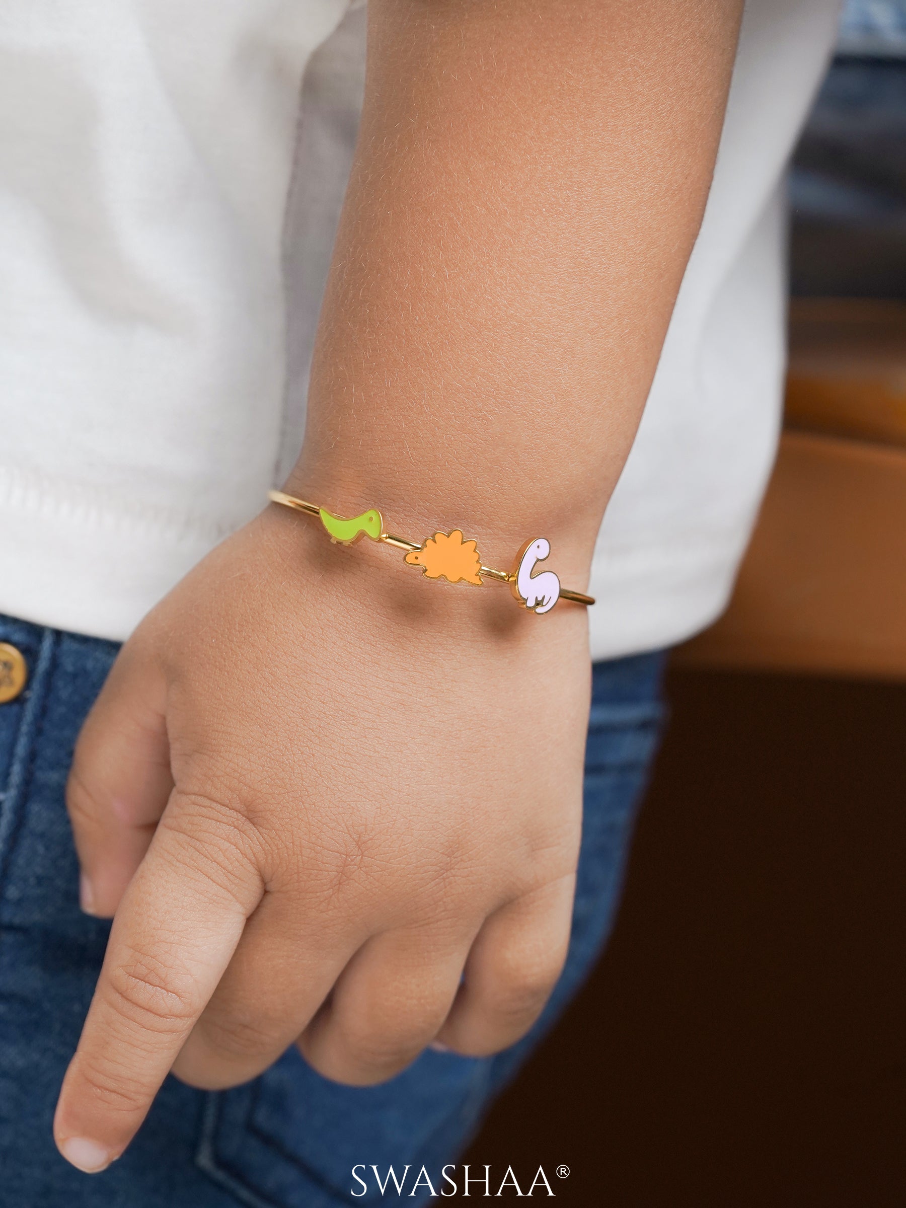 Dino Friends 18K Gold Plated Kid's Kada Bracelet