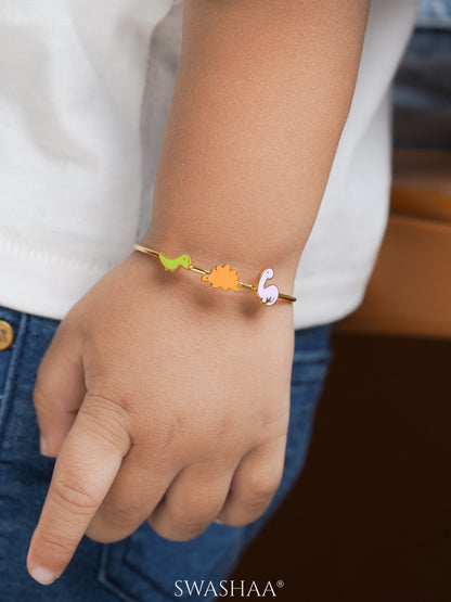 Dino Friends 18K Gold Plated Kid's Kada Bracelet