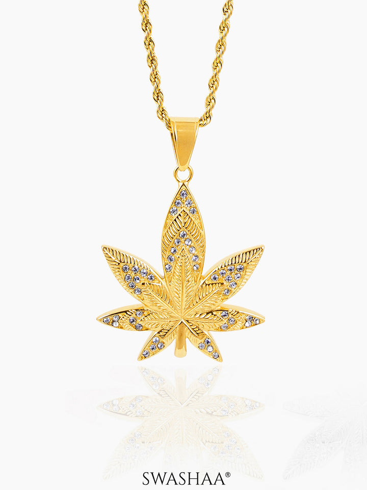 Dope Leaf 18K Gold Plated Men's Chain Pendant