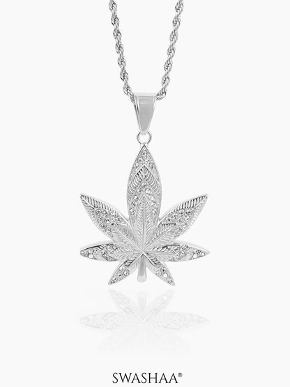 Dope Leaf 18K Gold Plated Men's Chain Pendant Silver