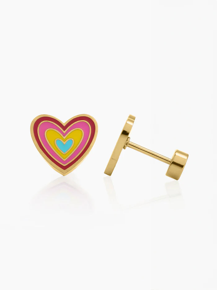 Dora Heart 18K Gold Plated Kid's Earrings Gold