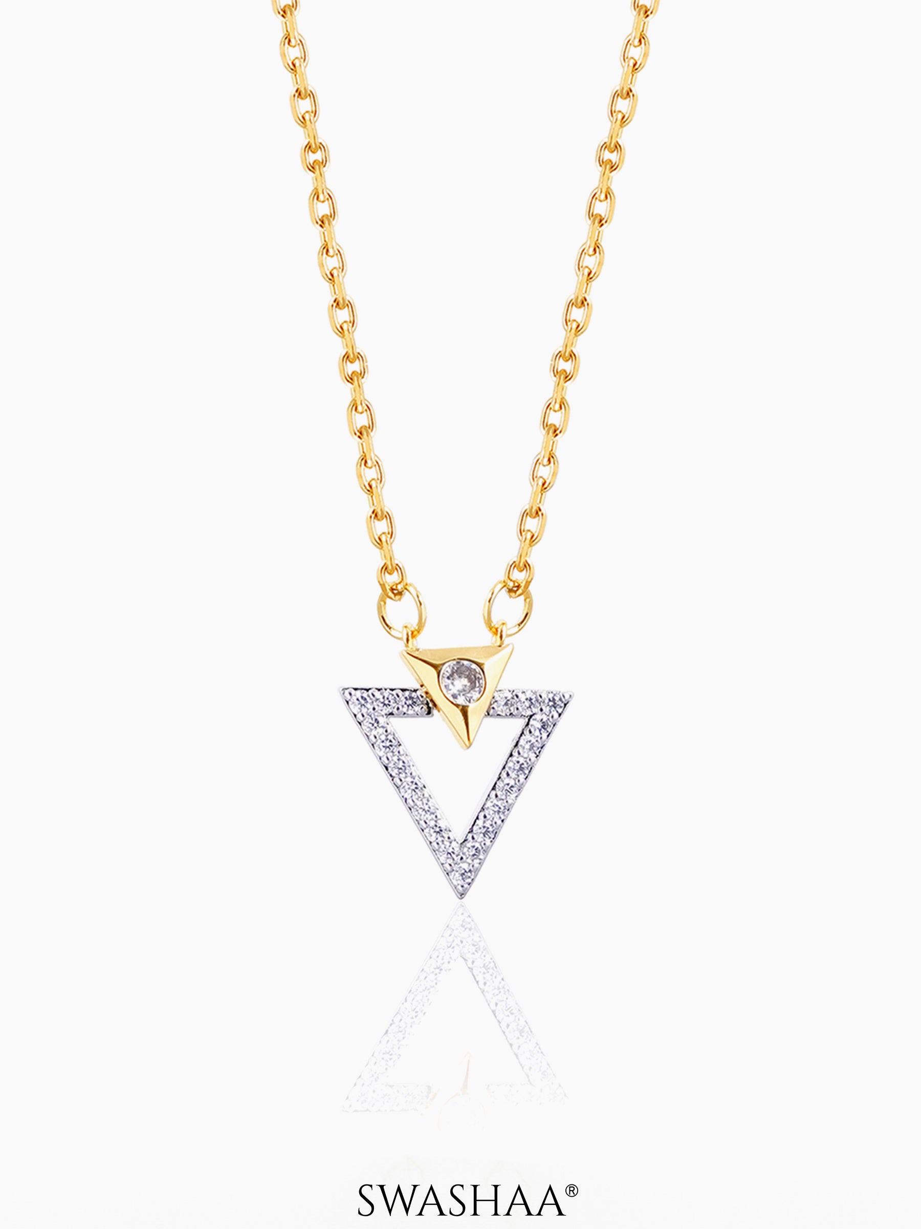 Dove Trigon Diamond 18K Gold Plated Necklace Gold