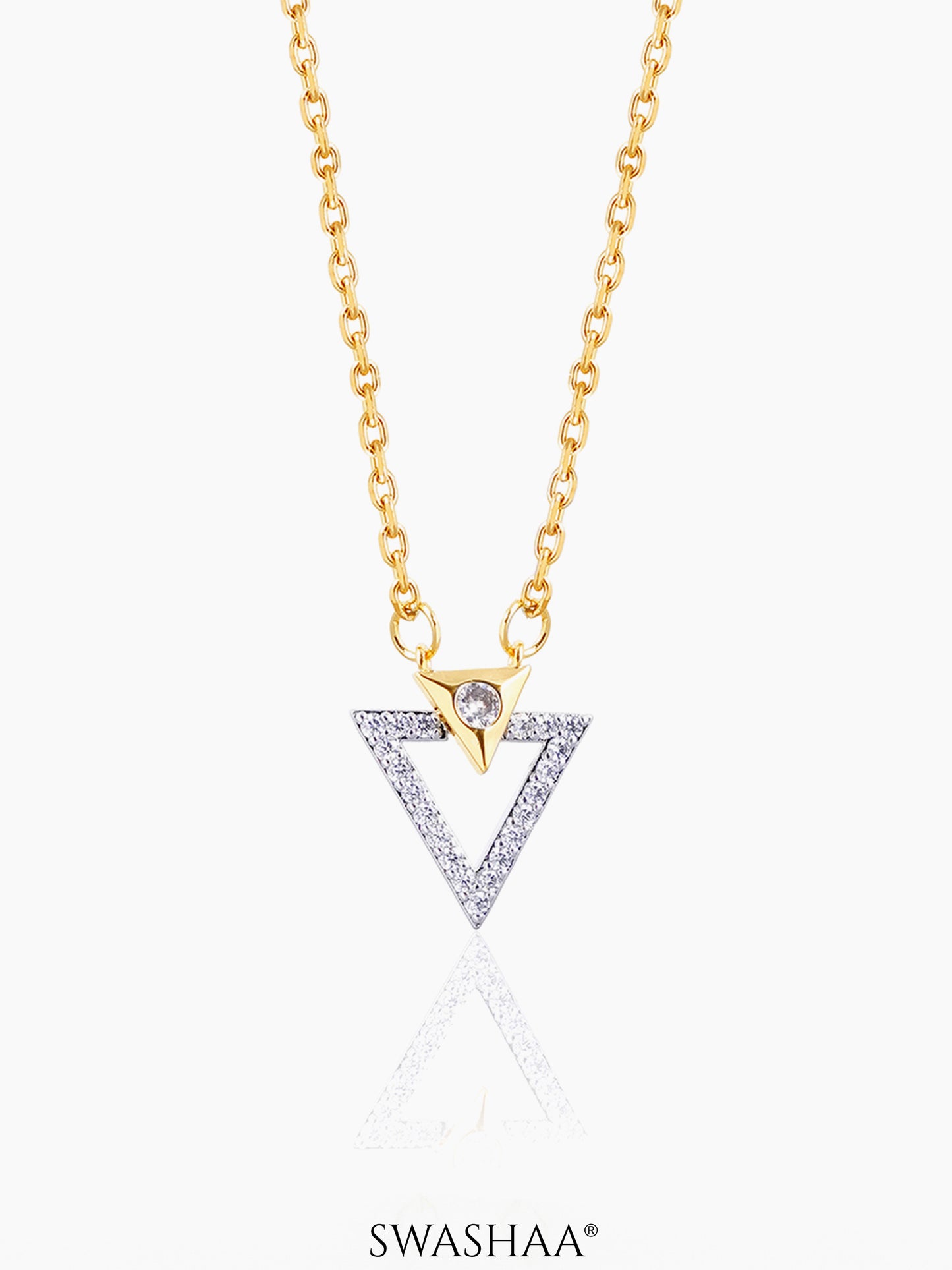 Dove Trigon Diamond 18K Gold Plated Necklace Gold
