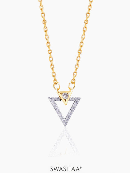 Dove Trigon Diamond 18K Gold Plated Necklace Gold