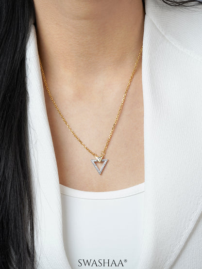 Dove Trigon Diamond 18K Gold Plated Necklace