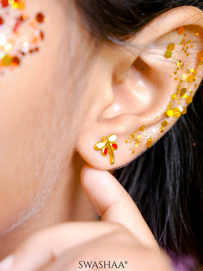 Dragonfly 18K Gold Plated Kid's Earrings