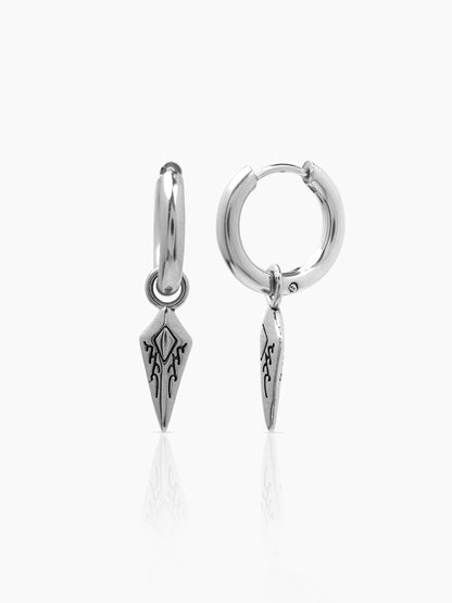 Draven Dagger Dangle Silver Men's Hoop Earrings Silver