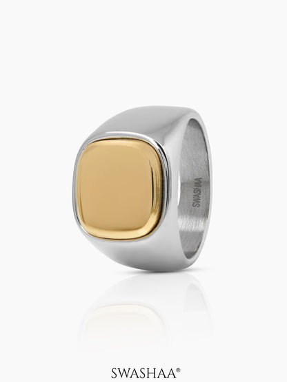 Drax Square Signet Men's Ring Gold-Silver