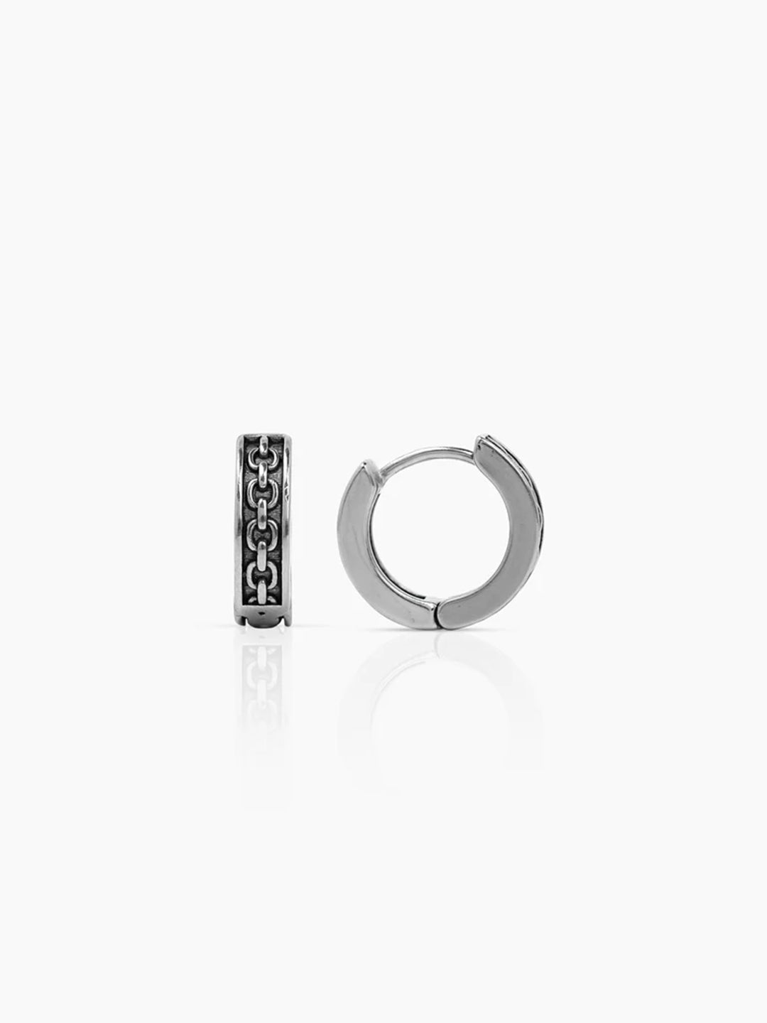 Drayden Chainlink Silver Men's Hoop Earrings Silver