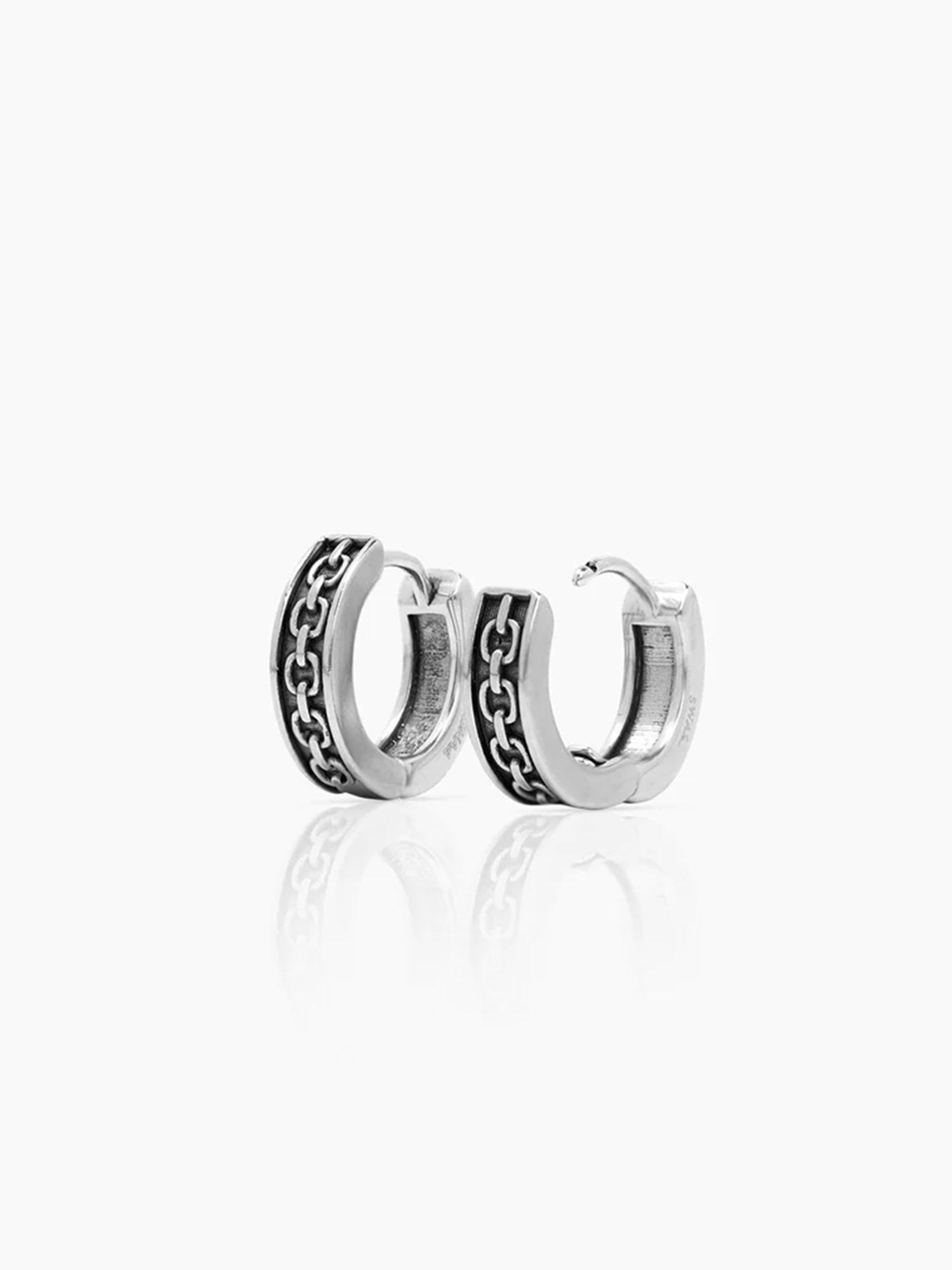 Drayden Chainlink Silver Men's Hoop Earrings