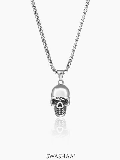 Draz Hollow Skull Men's Chain Pendant Silver