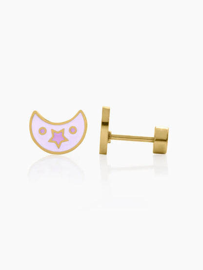 Dreamy Luna Star 18K Gold Plated Kid's Earrings Gold
