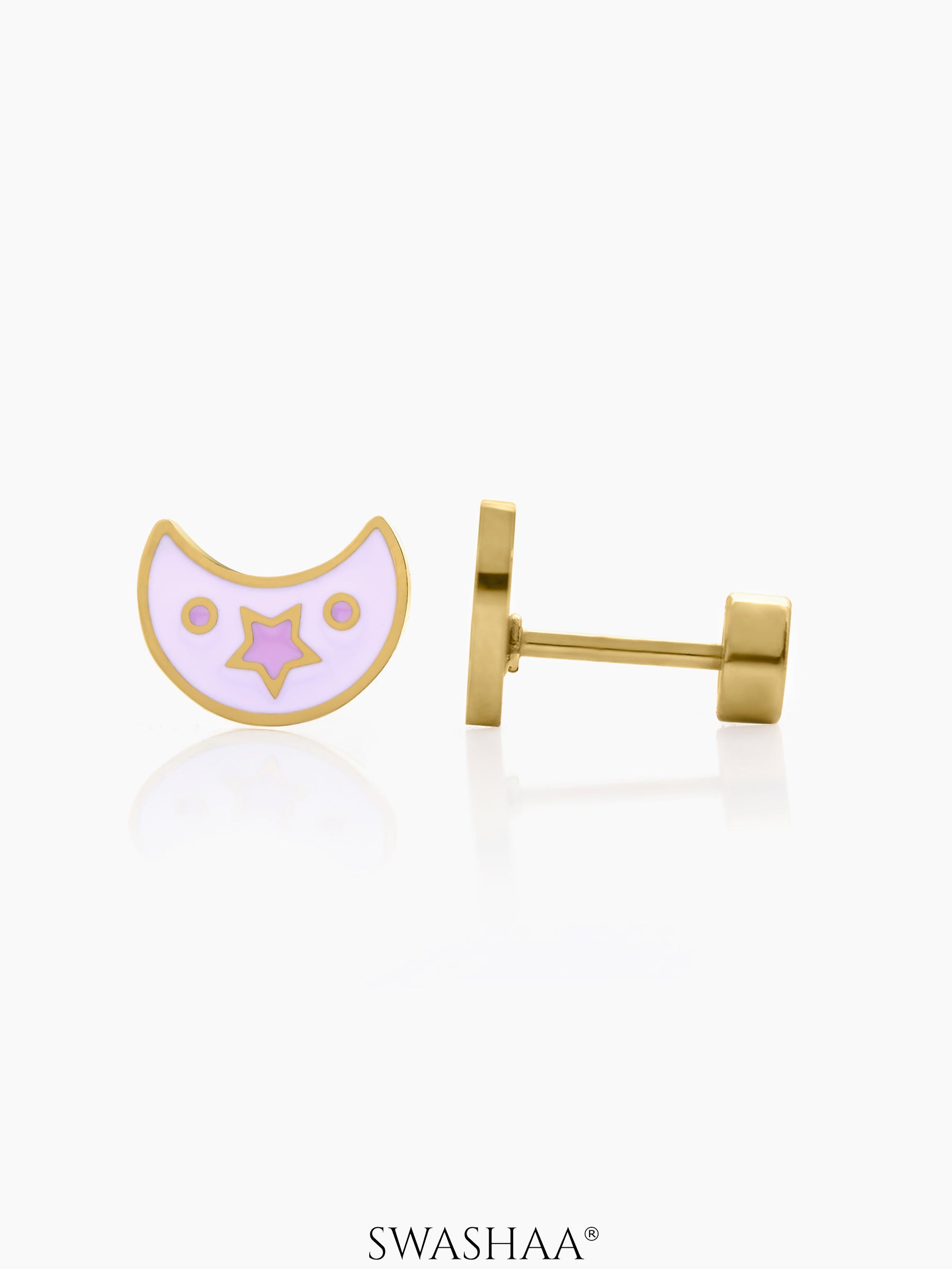 Dreamy Luna Star 18K Gold Plated Kid's Earrings