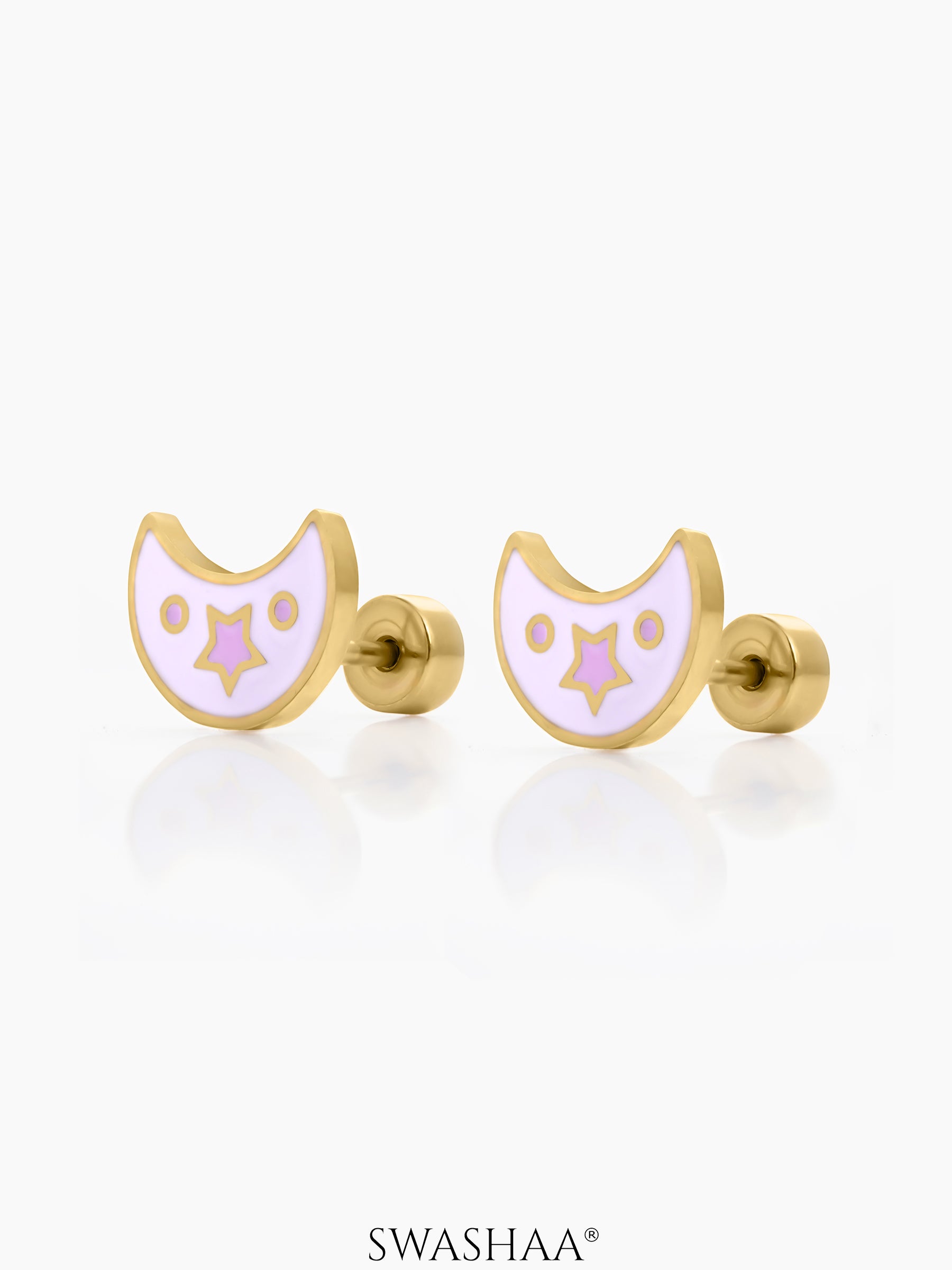 Dreamy Luna Star 18K Gold Plated Kid's Earrings Gold