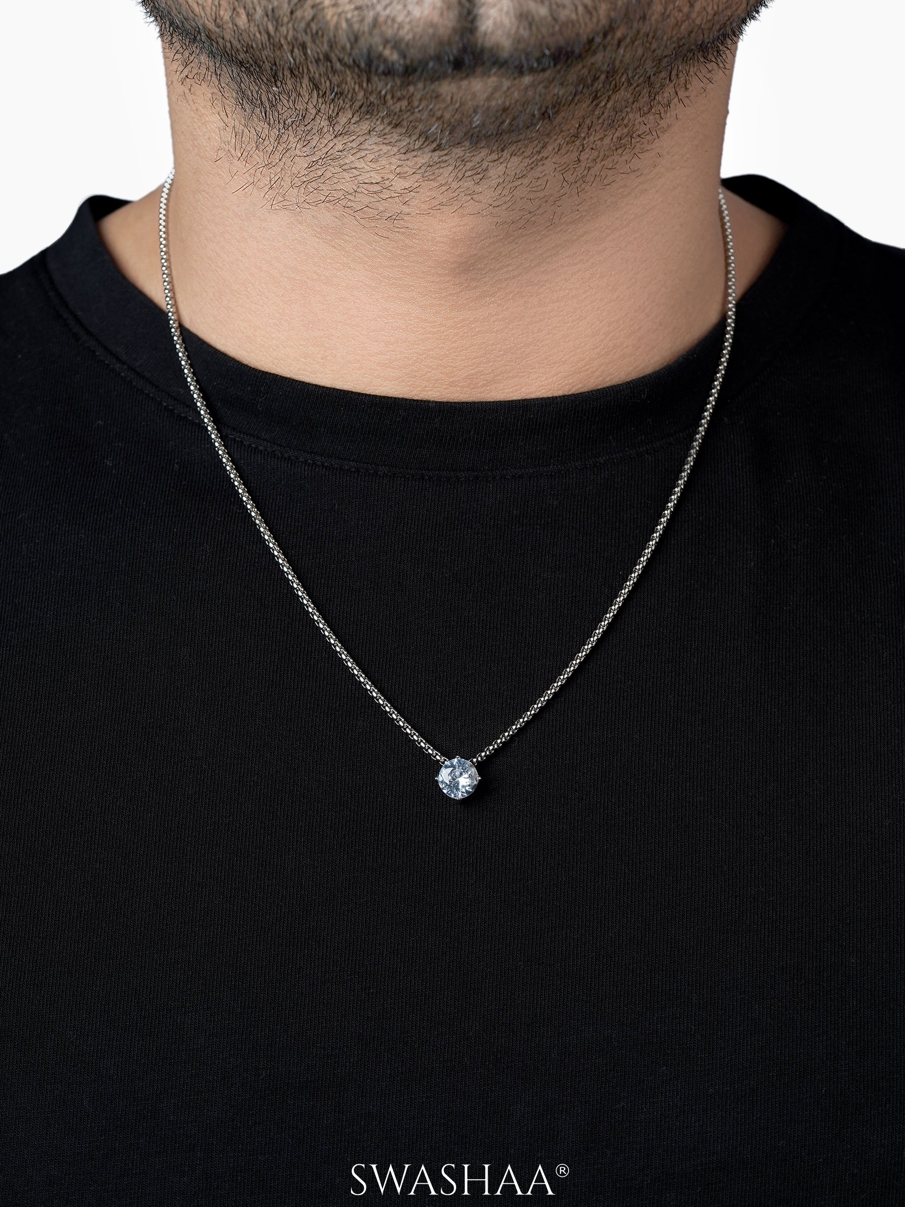 Drevan Solitaire Men's Chain Pendant