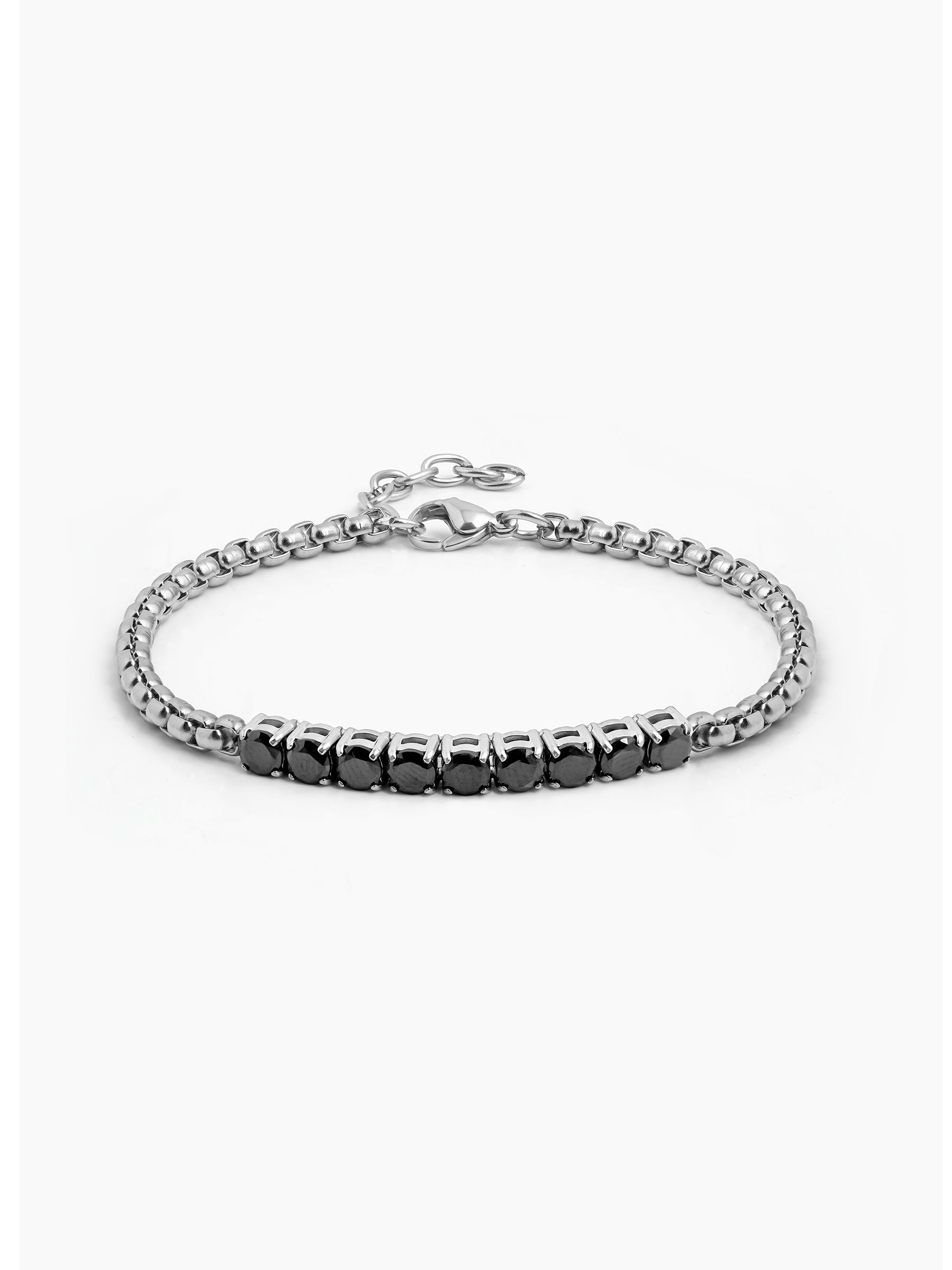 Drexon Black Diamond Men's Bracelet Silver