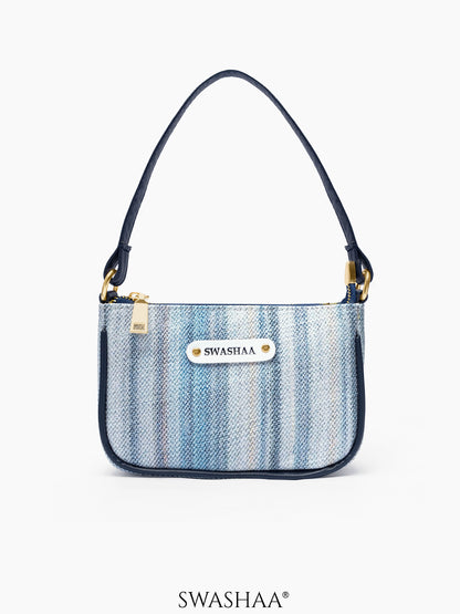 Ethereal Essence Mini Shoulder Bag Ethereal Essence Print Blue Ombre Stripe