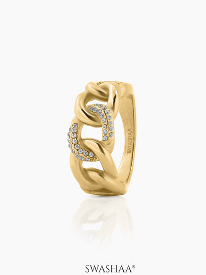 Elani Link Diamond Ring 18K Gold Plated