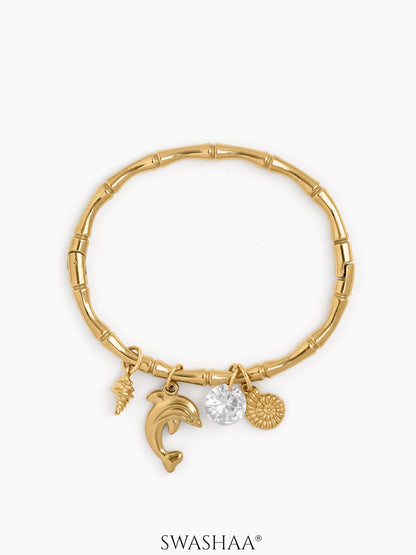 Elara Ocean Charms 18K Gold Plated Band Bracelet Gold M