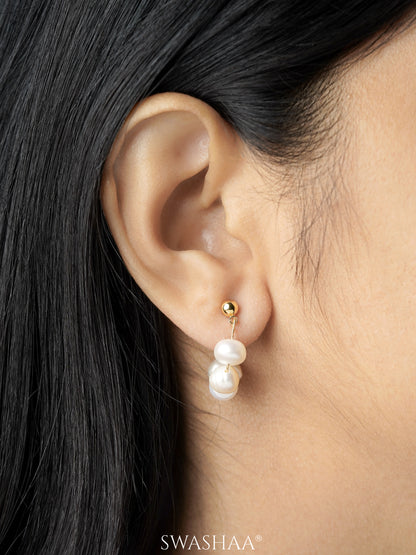 Elara Pearl 18K Gold Plated Earrings