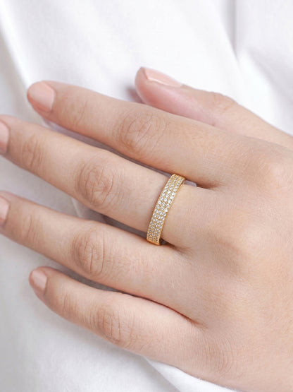 Elarva Triple Diamond 18K Gold Plated Women's Ring