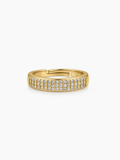 Elarva Triple Diamond 18K Gold Plated Women's Ring
