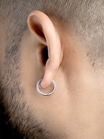 Elco Silver Men's Hoop Earrings
