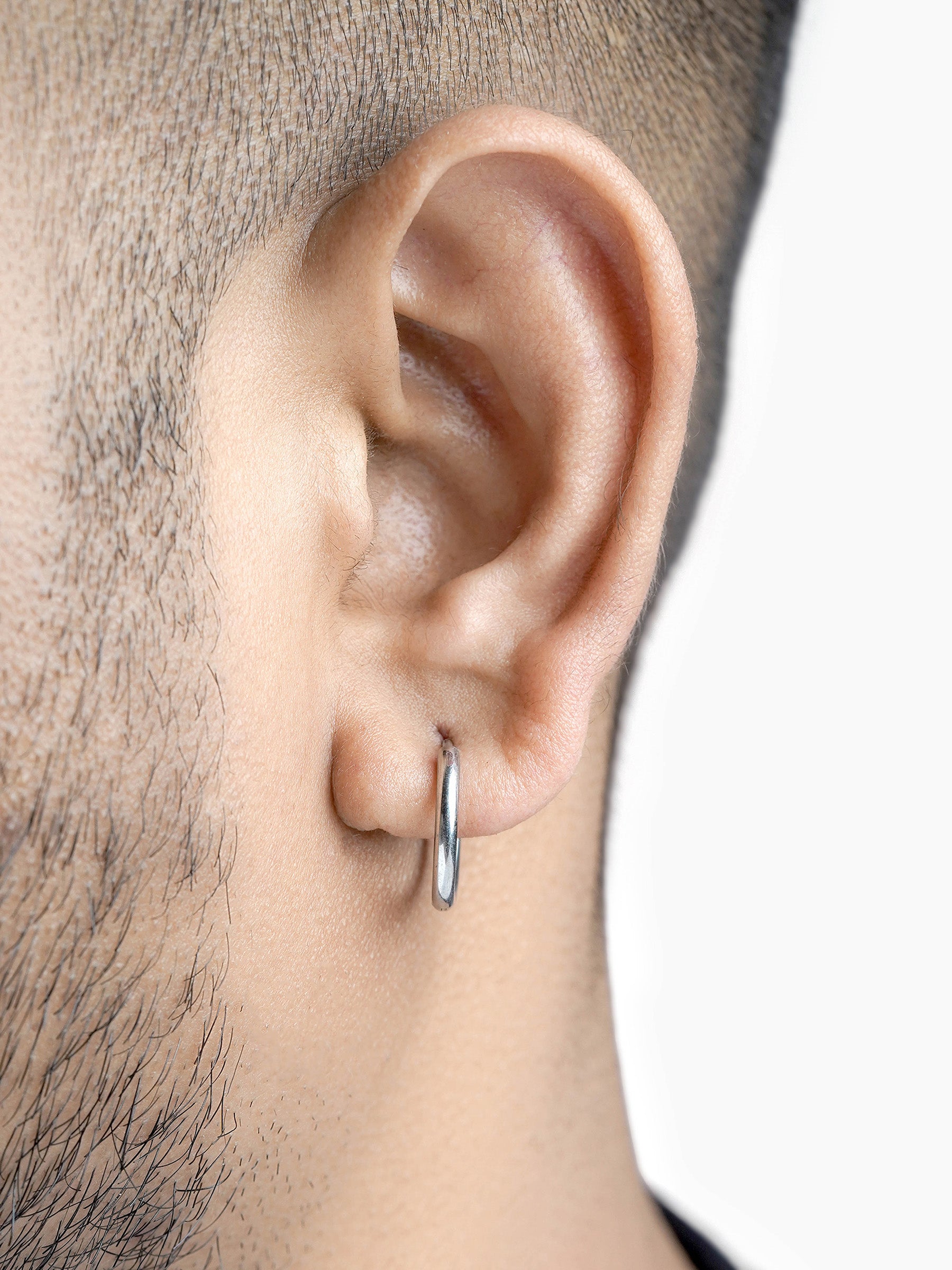 Elco Silver Men's Hoop Earrings