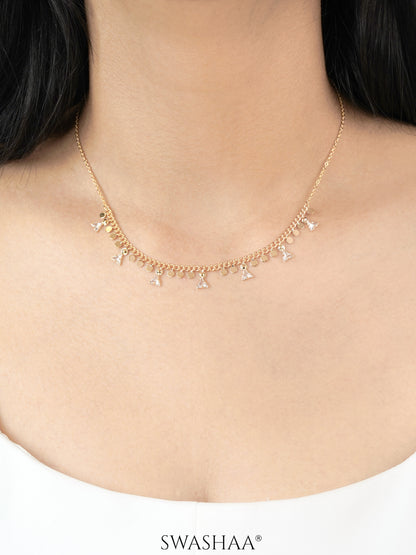 Ella Triangle Crystal 18K Gold Plated Choker