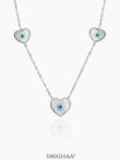 Elle Evil Eye Heart Charm Silver Necklace