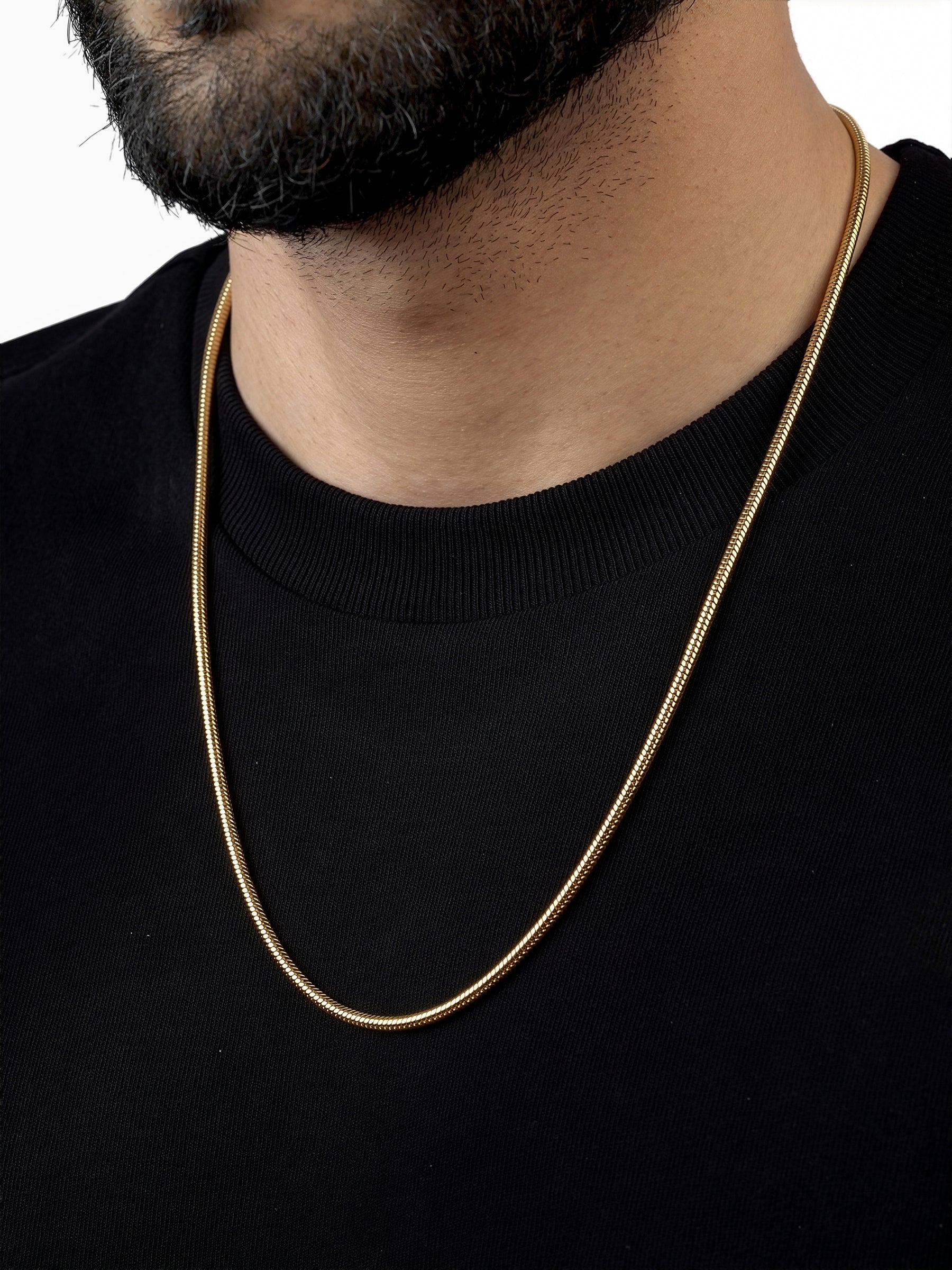 Elliot 18K Gold Plated Men's Round Snake Chain