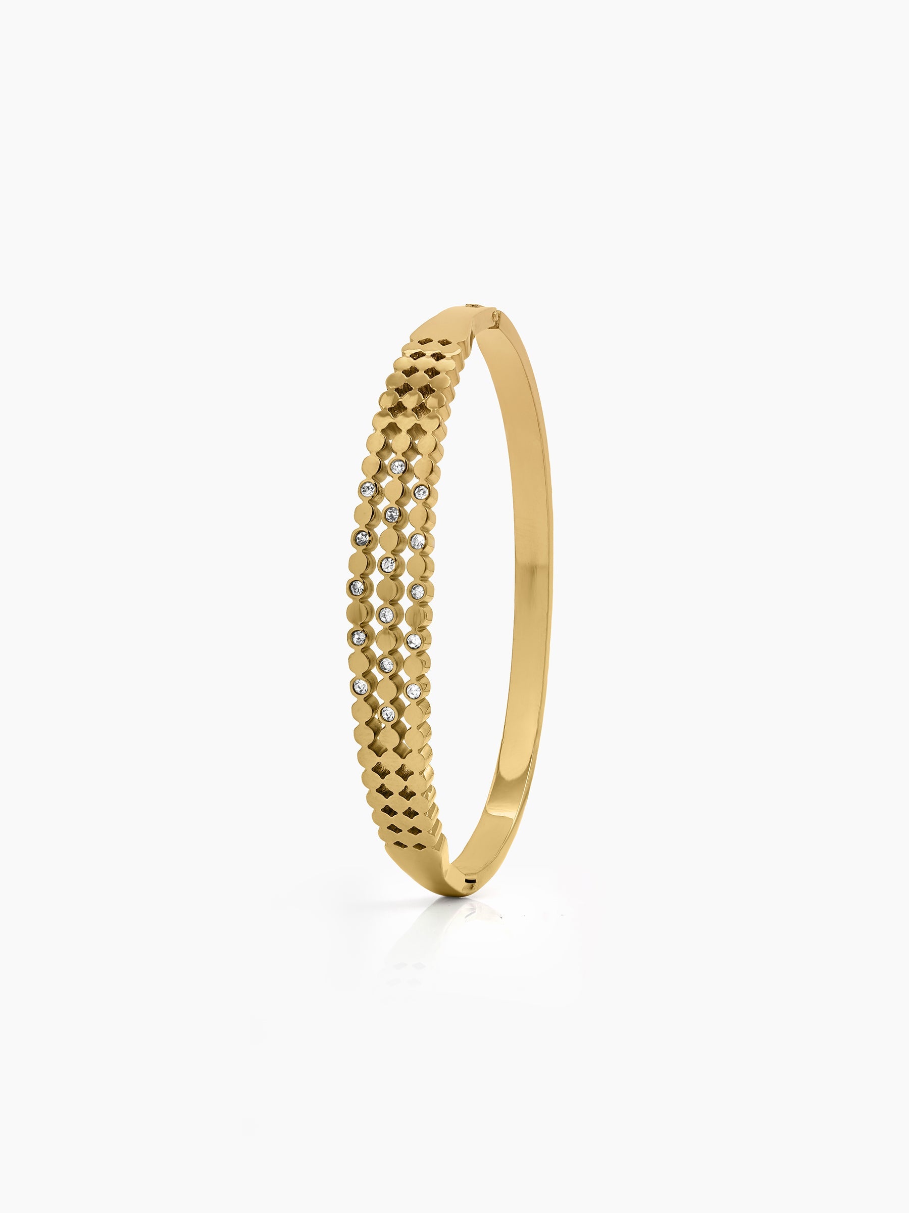 Elowra Diamond 18K Gold Plated Small Wrist Band Bracelet Gold S