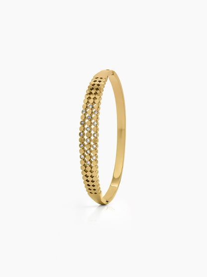 Elowra Diamond 18K Gold Plated Small Wrist Band Bracelet Gold S