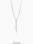 Elsie Oval Crystal Drop Y-shaped Necklace Silver